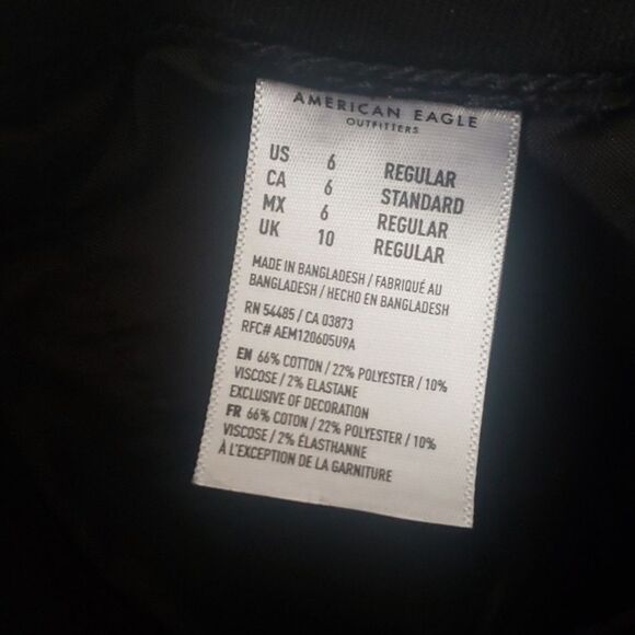 American Eagle jeans women's sz 6 black destroyed holes stretch hi-rise jegging - Picture 6 of 16